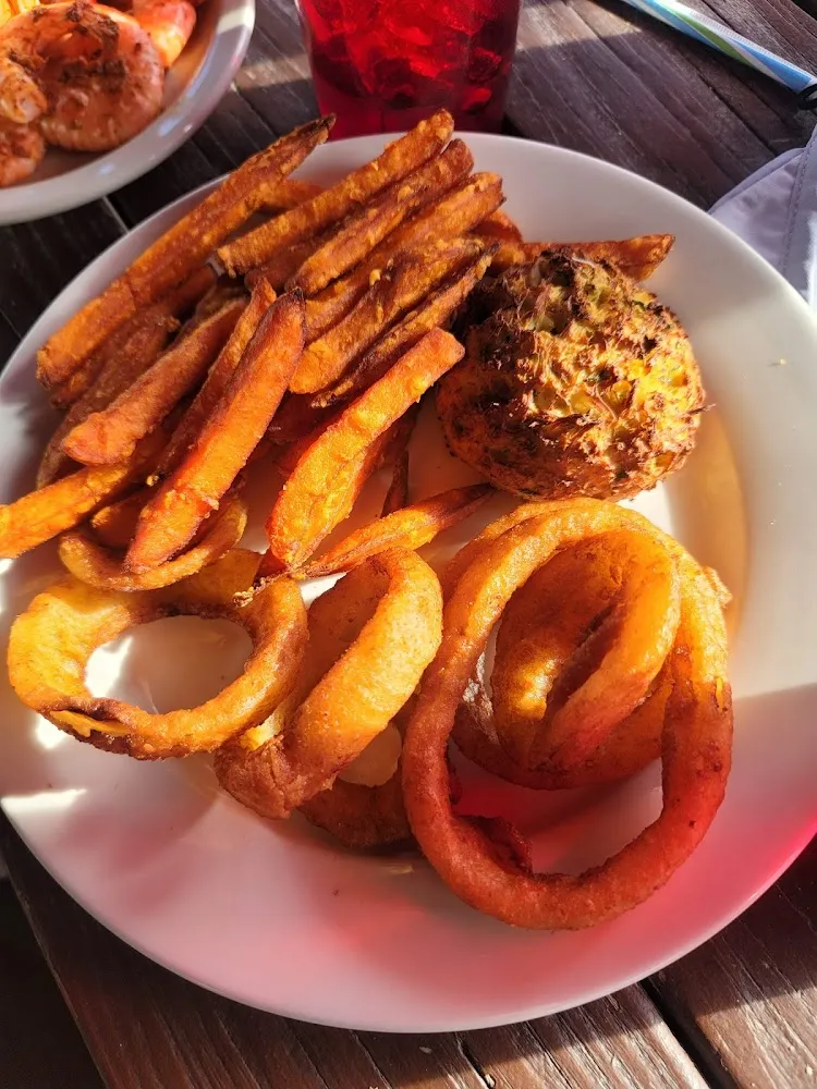 Crabcake Onion Rings and Sweet Potato Fries